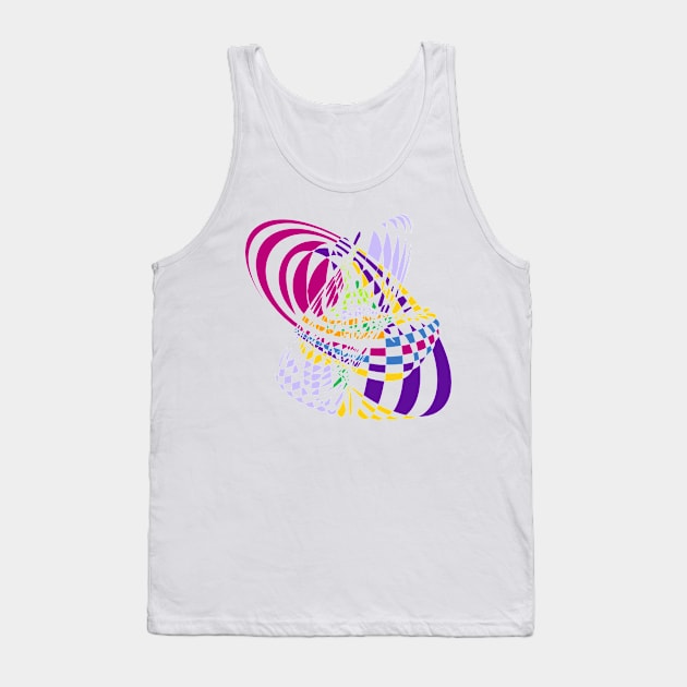 Algorithmic Art Pendulum | Harmonic Motion Pattern Checkered Neon Pink Yellow Purple White Tank Top by aRtVerse